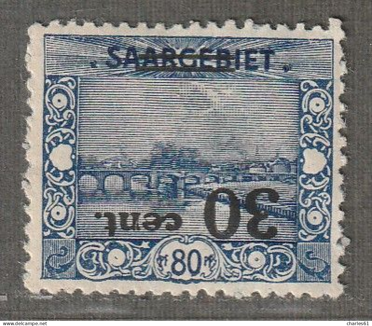 SARRE - N°75a ** (1921) 30c Sur 80p Outremer - Surcharge Renversée - - Unused Stamps