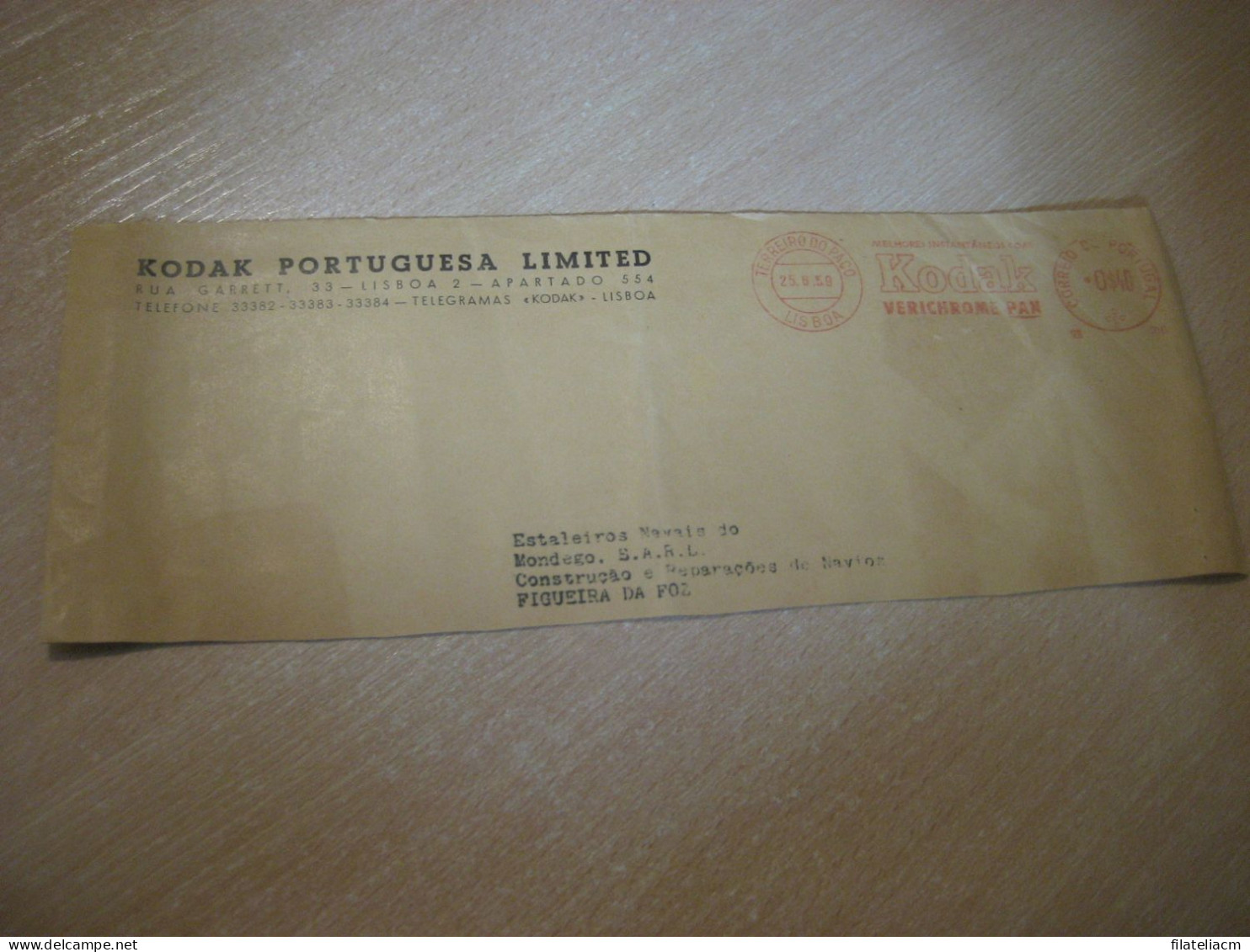 LISBOA 1959 To Figueira Da Foz KODAK Photo Photography Meter Mail Cancel Cut Cuted Cover PORTUGAL - Briefe U. Dokumente