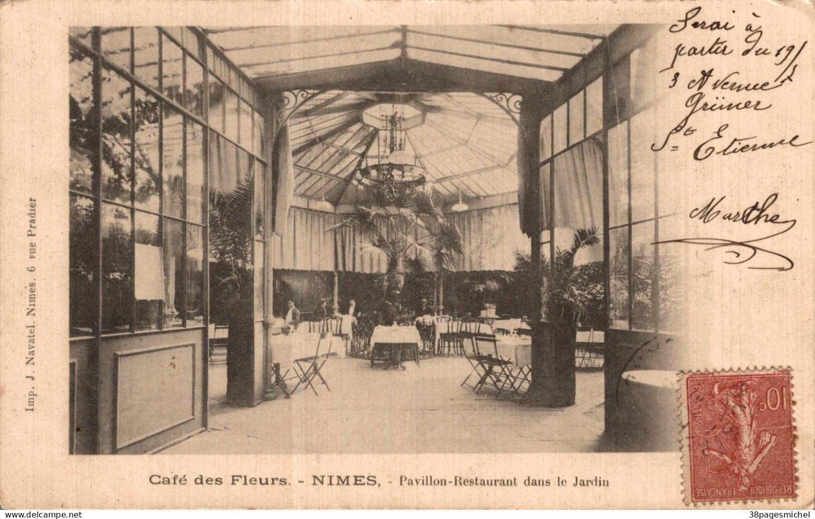 K0105 - Café Des Fleurs - NÏMES - D30 - Pavillon Restaurant Dans Le Jardin - Nîmes