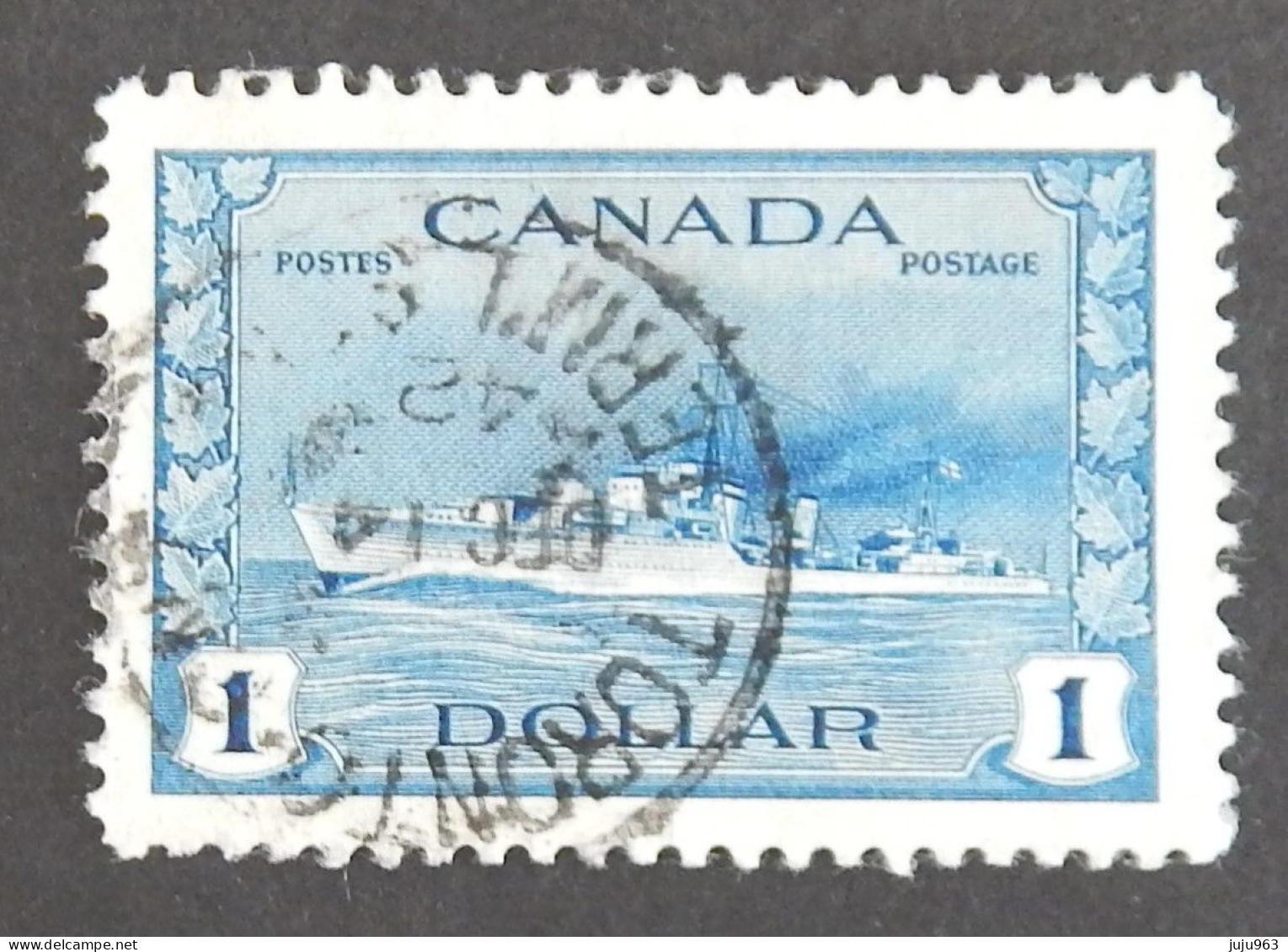CANADA YT 218 OBLITÉRÉ "DESTROYER IROQUOIS" ANNÉES 1943/1948 - Oblitérés