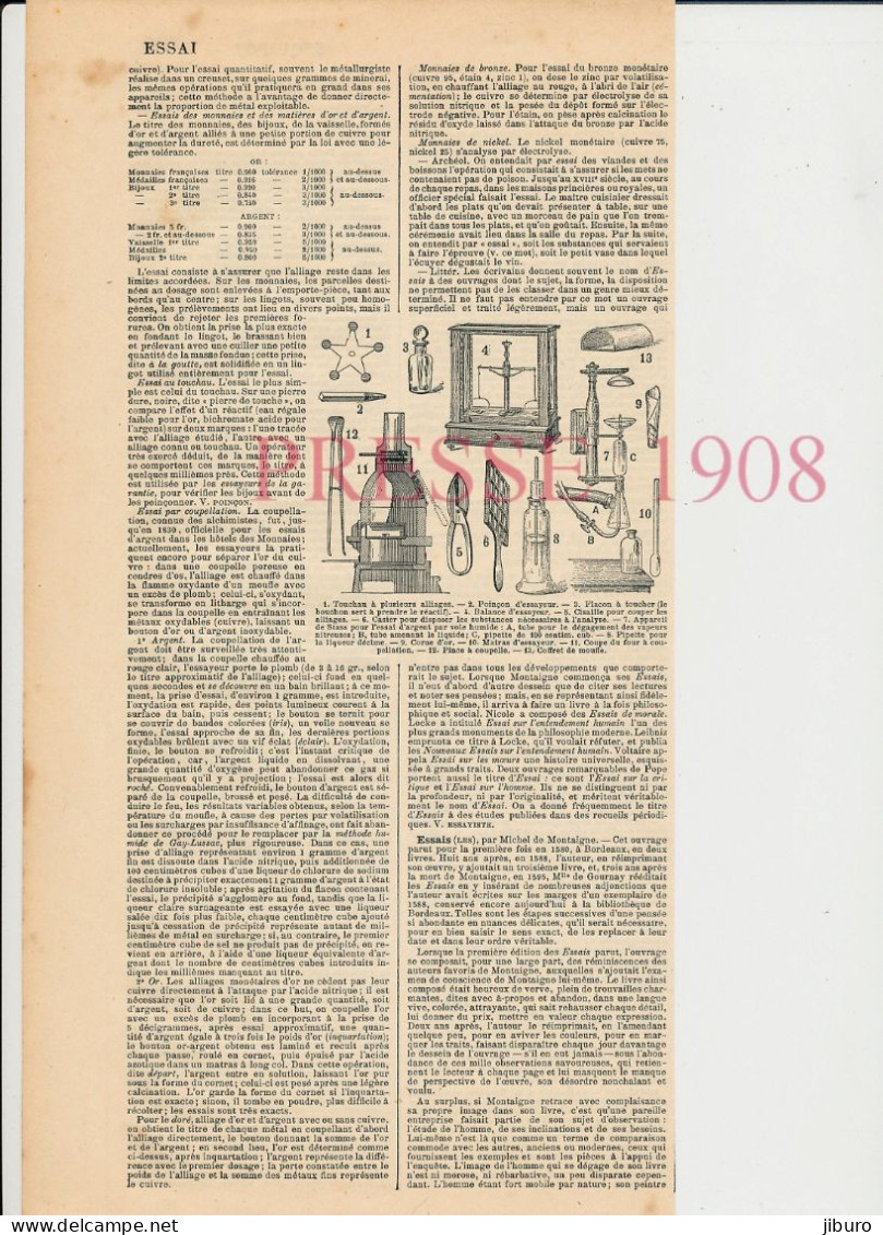 Doc 1908 Essai Matériaux Monnaies Métal Or Argent Nickel Bronze Alliage Monétaire Métier Essayeur Outils + Esrar Musique - Other & Unclassified