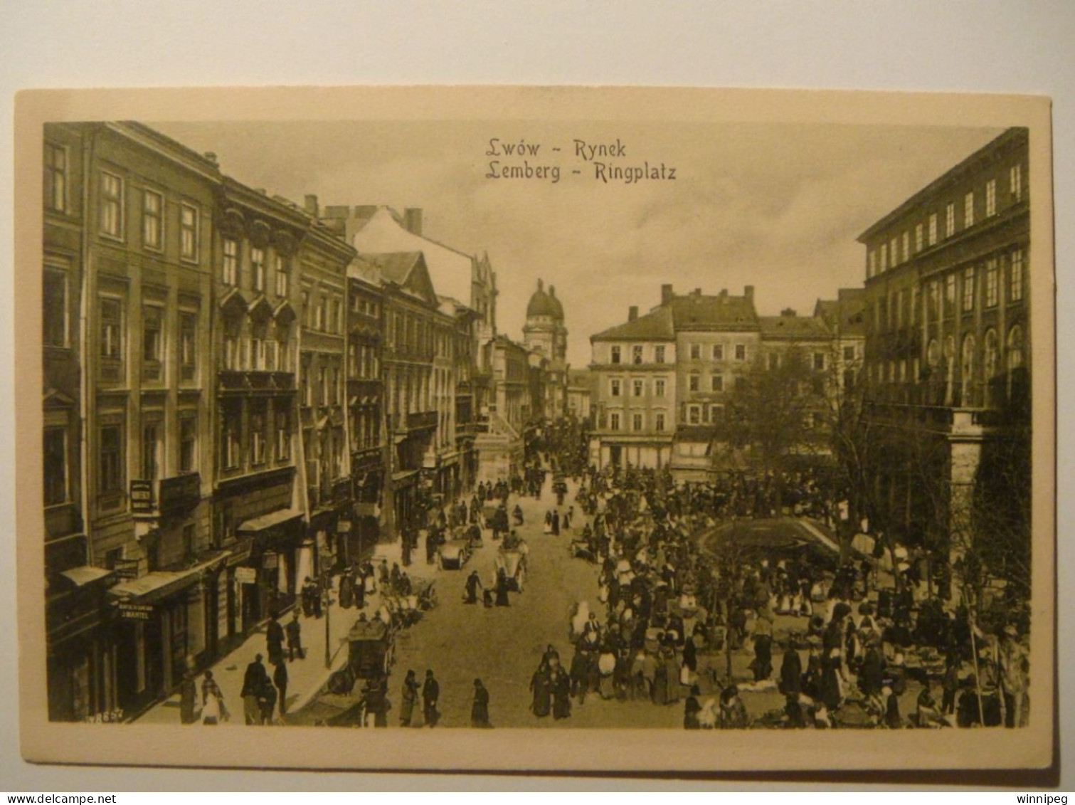 Lwow.Lemberg.2 Pc's.Rynek.Market.asyno Narodowe.WWI.German Occupation.Feldpost.1917.Kriegs-Lazarett 57.Poland Ukraine - Ukraine