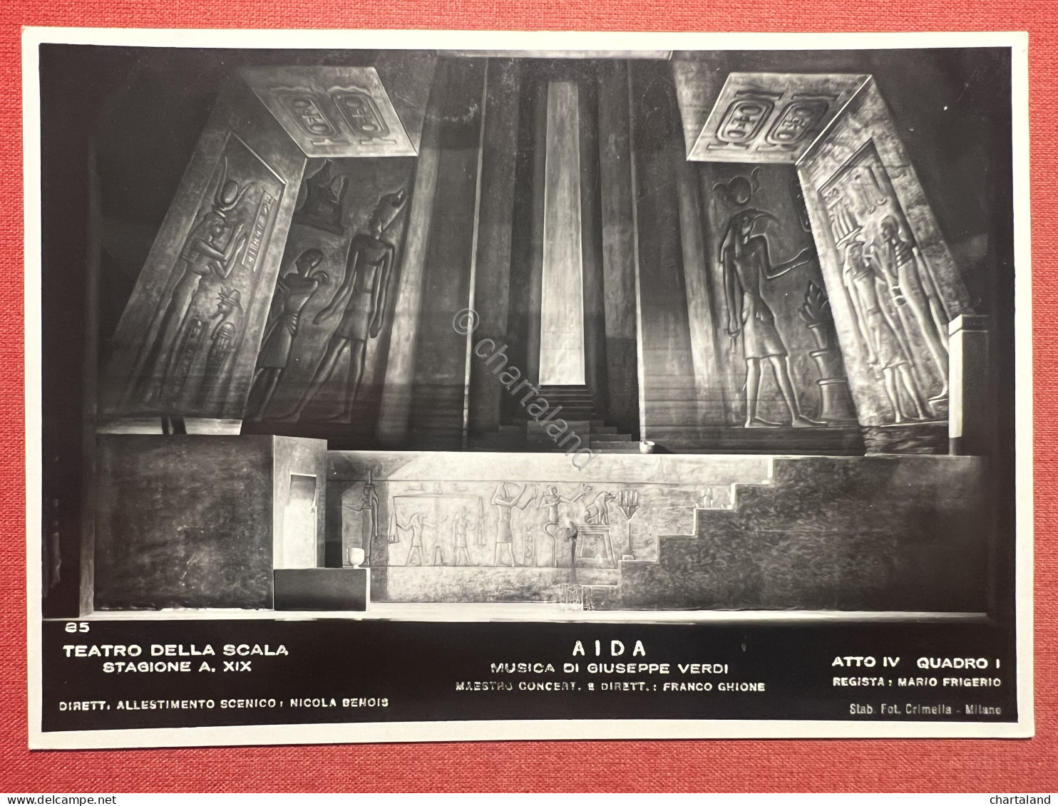 Cartolina - Teatro Della Scala - Aida Di G. Verdi - Atto Iv Quadro - 1955 Ca. - Milano (Milan)