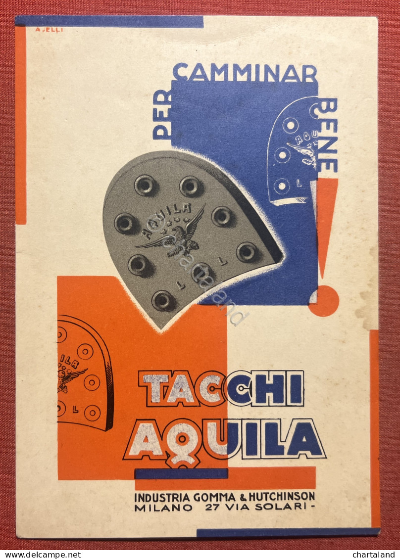 Cartolina Pubblicitaria - Tacchi Aquila - Industria Gomma & Hutchinson - 1933 - Publicité