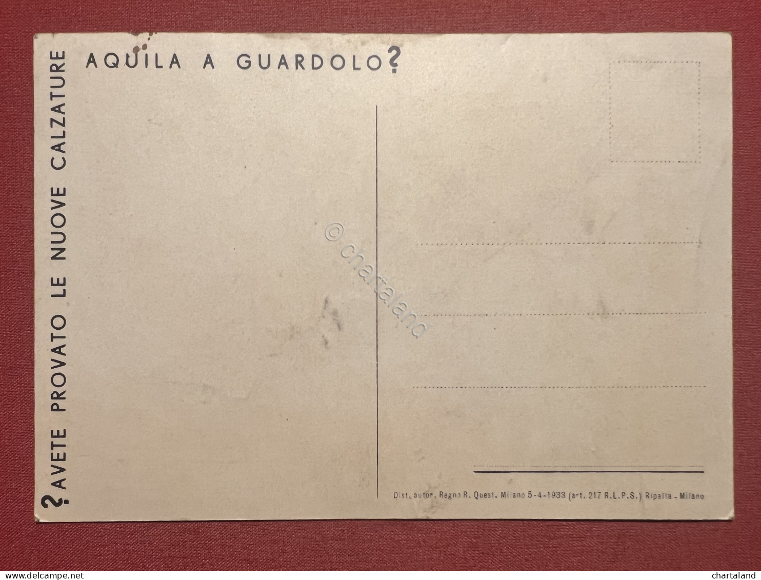 Cartolina Pubblicitaria - Tacchi Aquila - Industria Gomma & Hutchinson - 1933 - Publicité