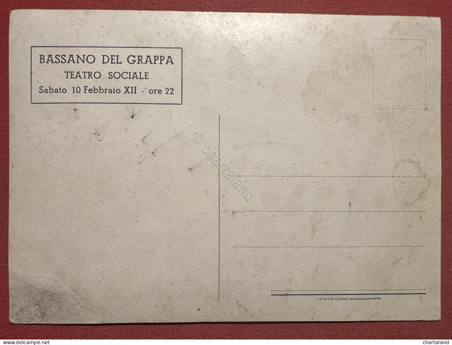 Cartolina Pubblicitaria - Apri L'Occhio - Bassano Del Grappa Teatro Sociale 1934 - Vicenza