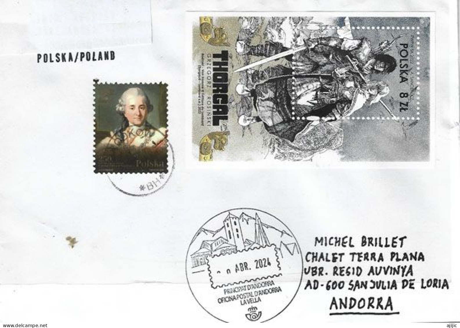 2024. "Thorgal", Bande Dessinée D'heroic Fantasy & Science-fiction,  Letter To Andorra , With Andorran  Arrival Postmark - Lettres & Documents
