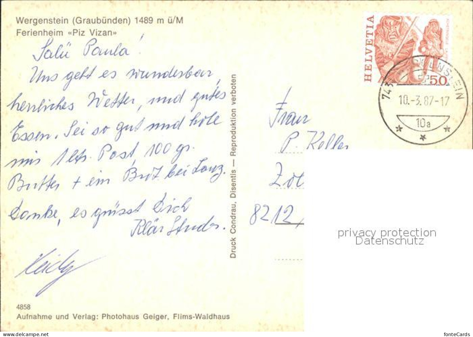 11888162 Wergenstein GR Ferienheim Piz Vizan Wergenstein - Other & Unclassified