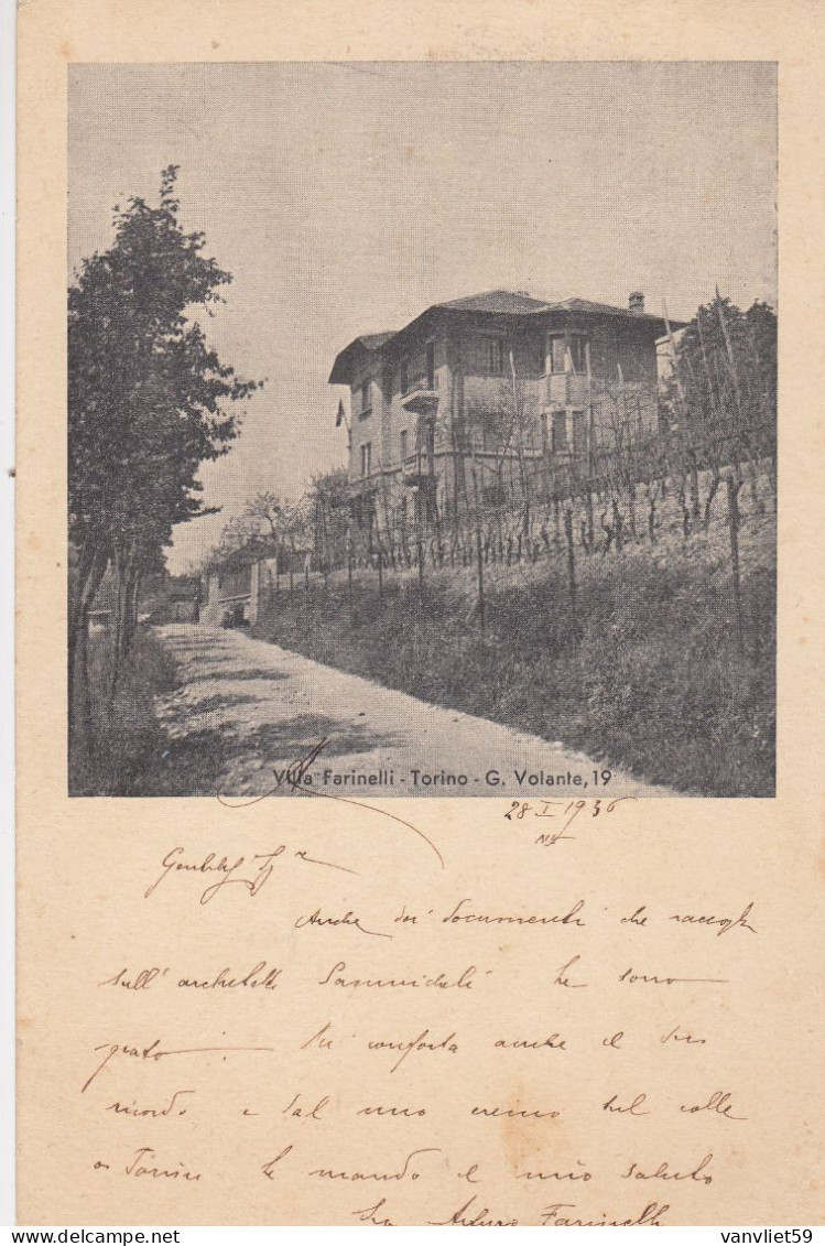 TORINO VILLA =FARINELLI=G. VOLANTE 19- CARTOLINA  VIAGGIATA  IL 28-1-1936 - Autres Monuments, édifices