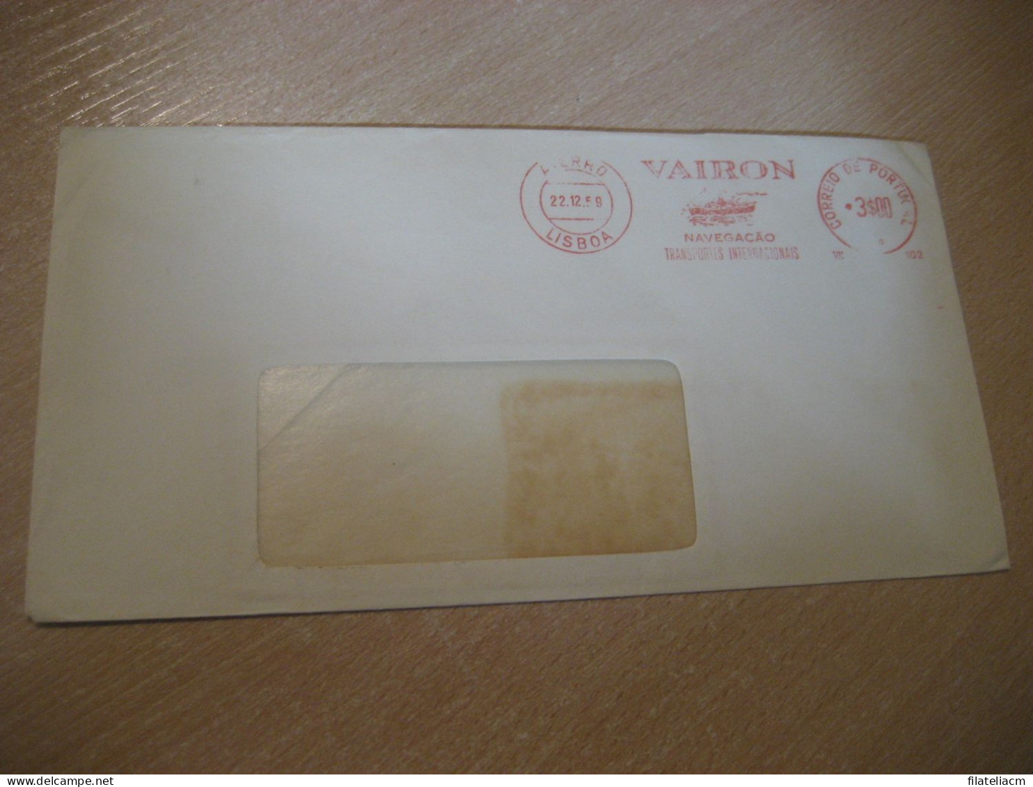 LISBOA 1959 Vairon Navegaçao Maritime Transport Ship Meter Mail Cancel Cover PORTUGAL - Briefe U. Dokumente