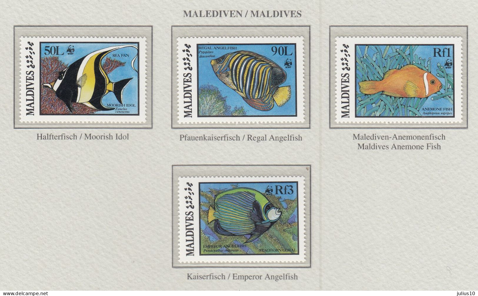 MALDIVES 1986 WWF Tropical Fish Mi 1198-1201 MNH(**) Fauna 717 - Poissons