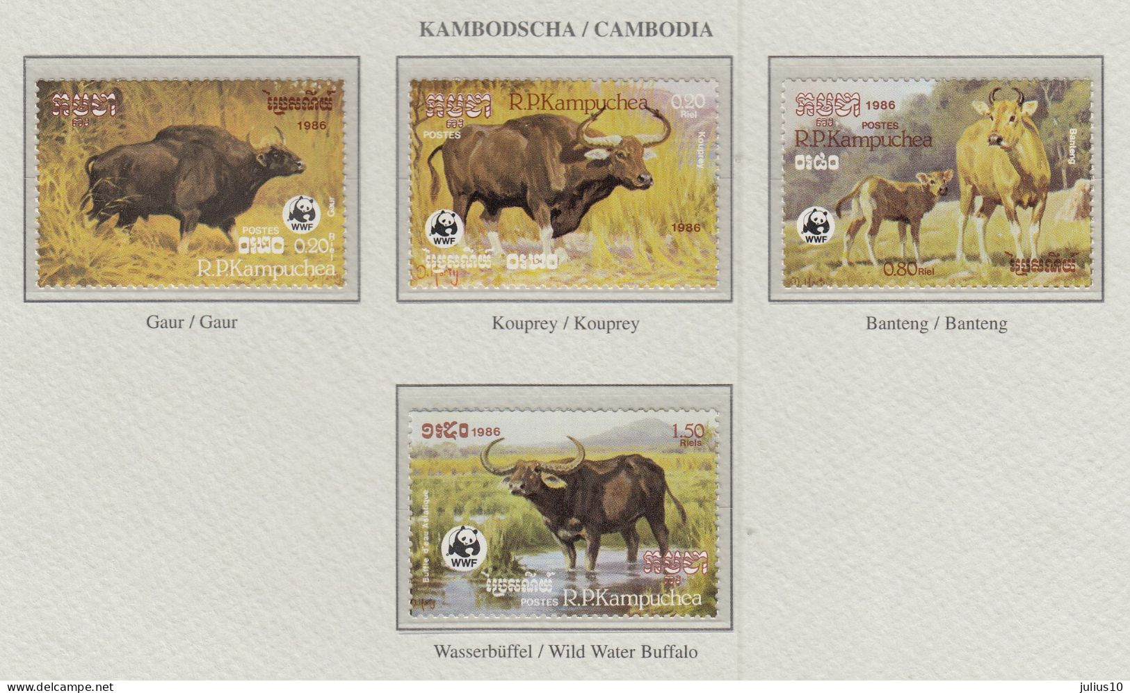 CAMBODIA 1986 WWF Mammals Bovids Mi 823-826 MNH(**) Fauna 718 - Unused Stamps