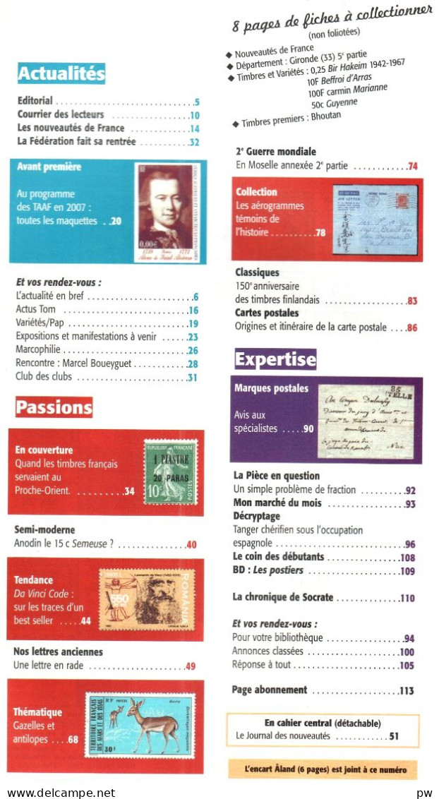 REVUE TIMBRES MAGAZINE N° 72 De Octobre 2006 - Francés (desde 1941)