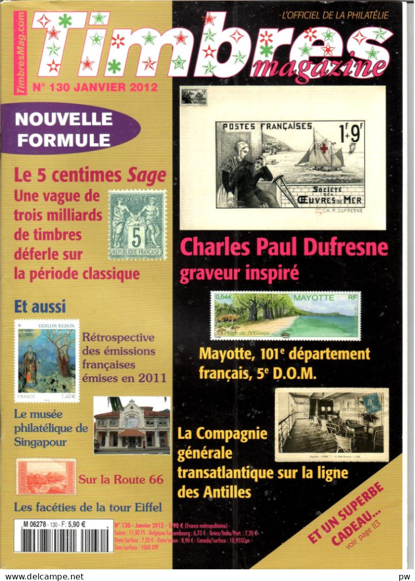 REVUE TIMBRES MAGAZINE N° 130 De Janvier 2012 - Francés (desde 1941)