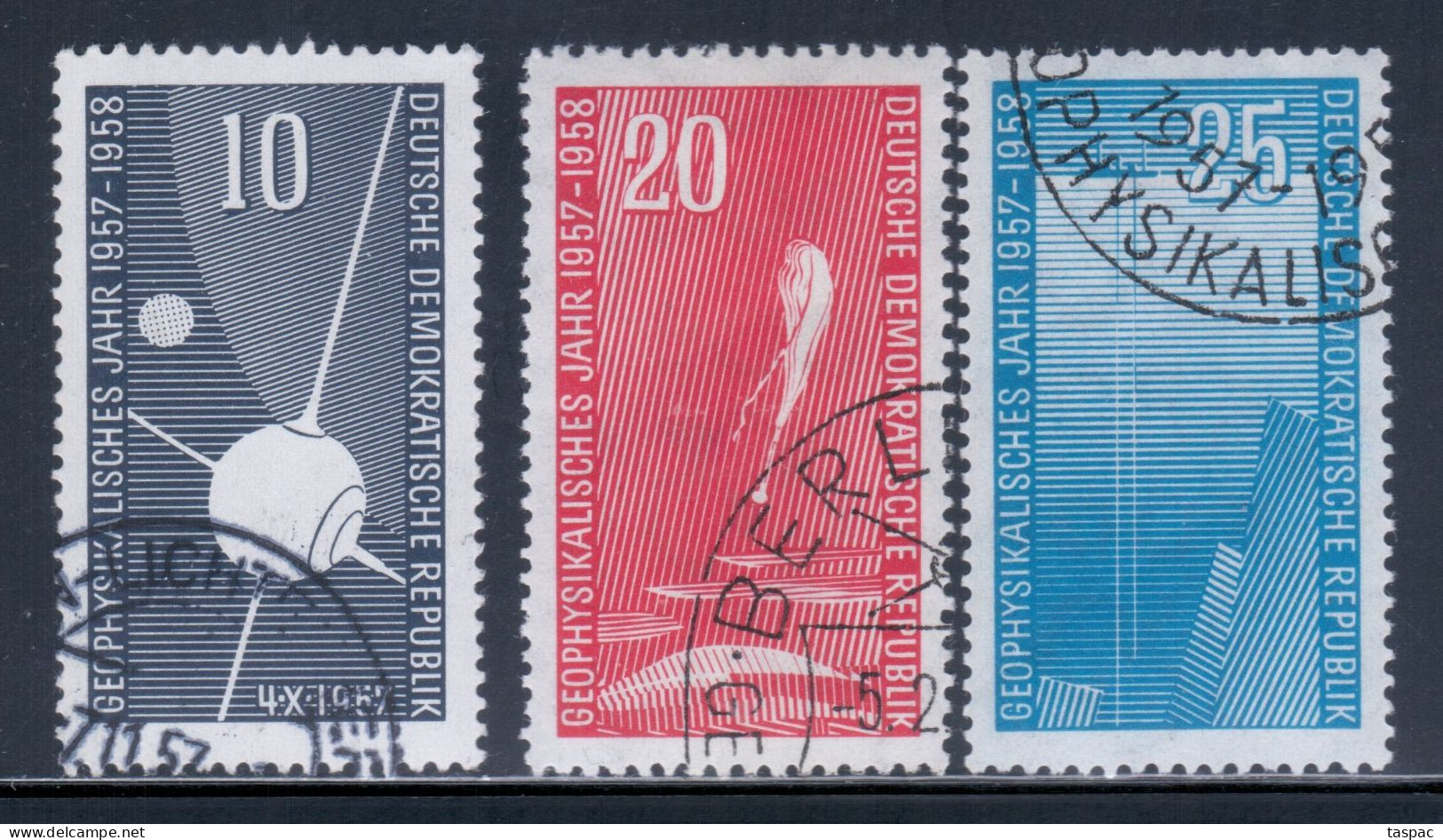 East Germany / DDR 1957-58 Mi# 603, 616-617 Used - International Geophysical Year / Space (I-II) - Europa