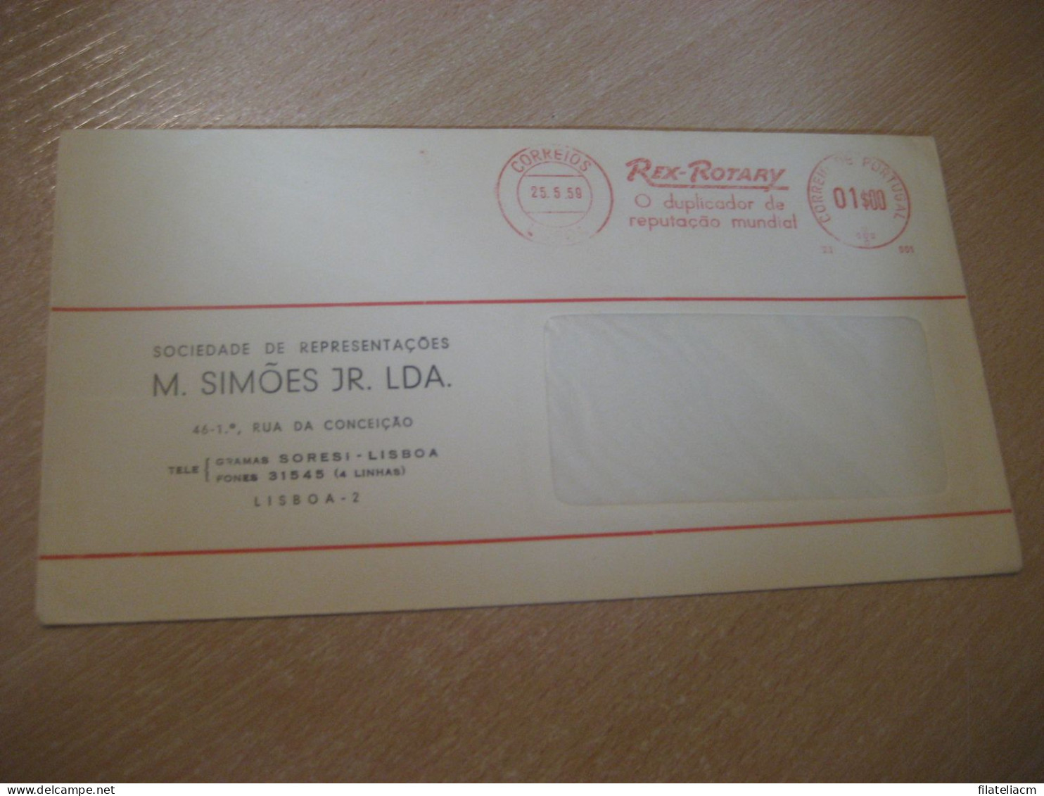 LISBOA 1959 Simoes Rex Rotary Duplicador Meter Mail Cancel Cover PORTUGAL - Storia Postale