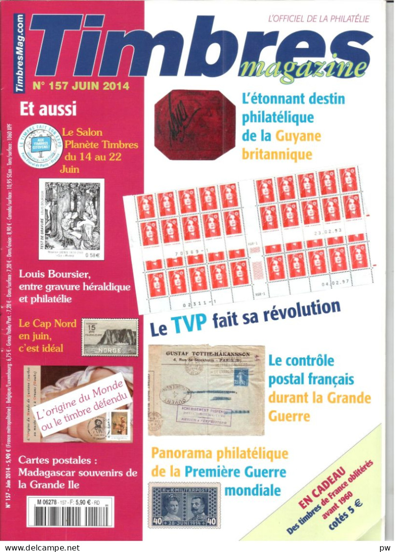 REVUE TIMBRES MAGAZINE N° 157 De Juin 2014 - Francés (desde 1941)