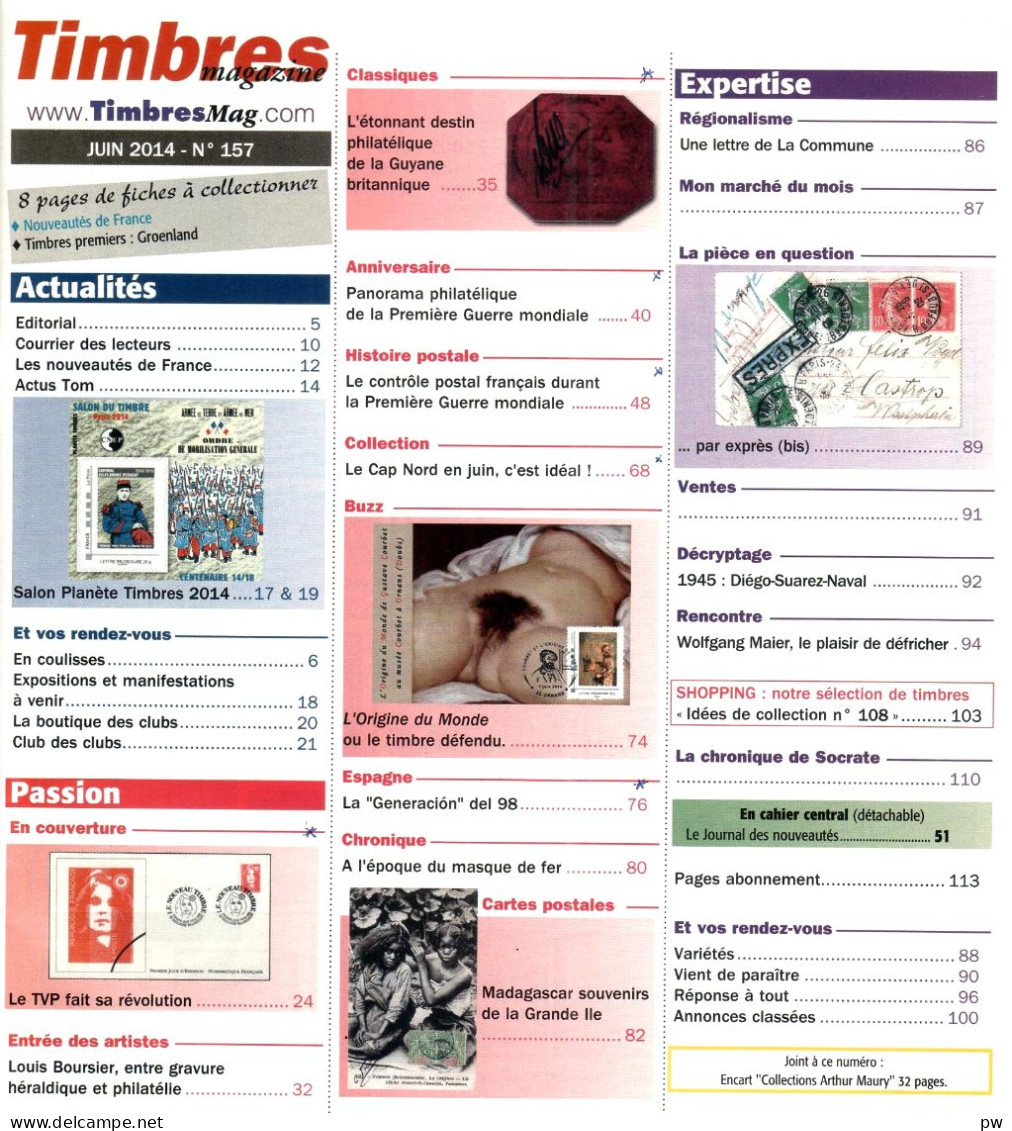 REVUE TIMBRES MAGAZINE N° 157 De Juin 2014 - French (from 1941)