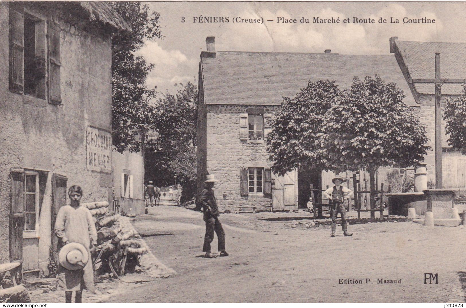 23 - CREUSE - FENIERS - Place Du Marché Et Route De La Courtine - 1915 - Très Bon état - Other & Unclassified