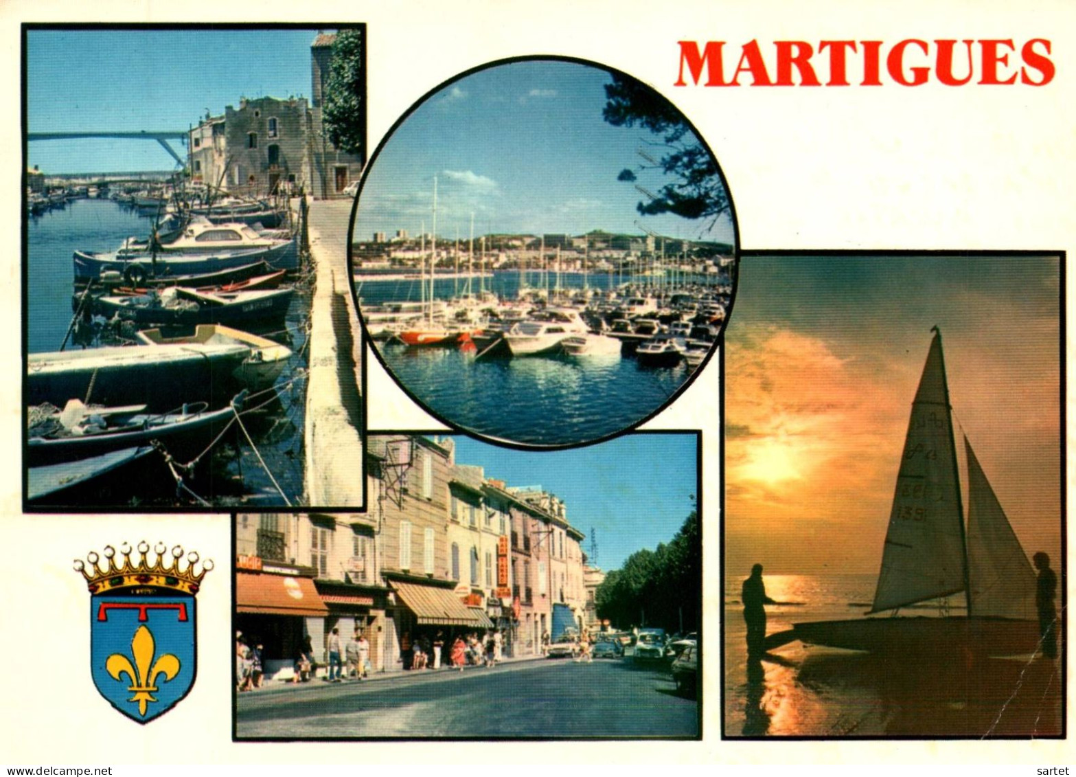 Martigues - Carte Multivues Avec Blason - Martigues