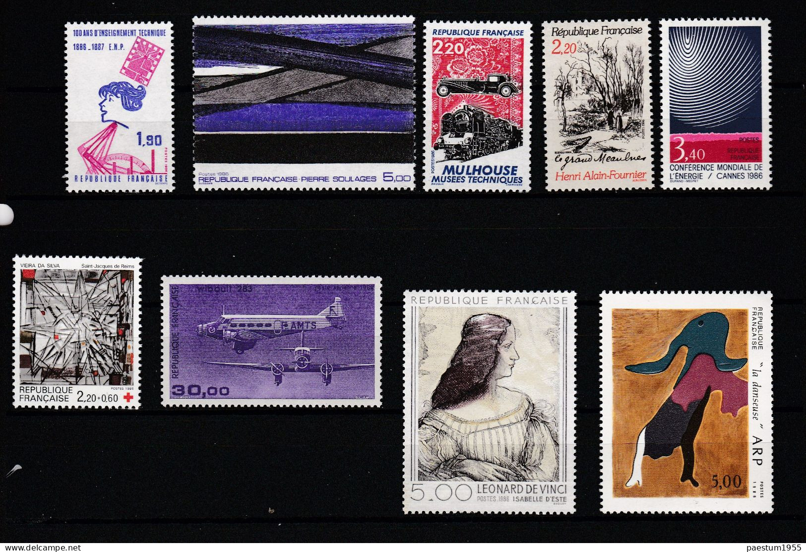 Série De 9 Timbres France Neuf** 1986 YT  3443 à 2450 + PA59 (trimoteur Wibault 283) - Documents Of Postal Services