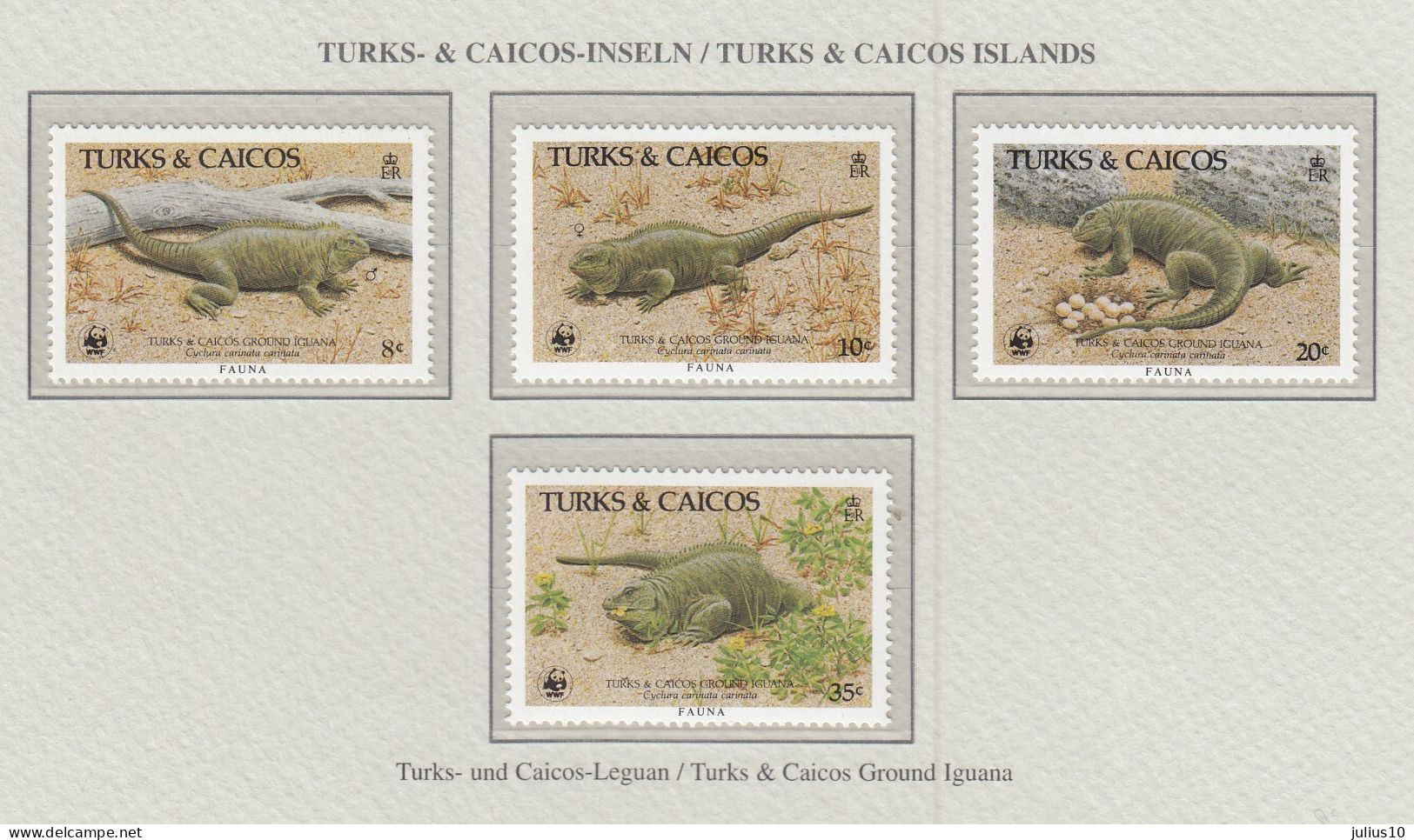 TURKS & CAICOS 1986 WWF Animals Iguana Mi 777-780 MNH(**) Fauna 719 - Otros & Sin Clasificación