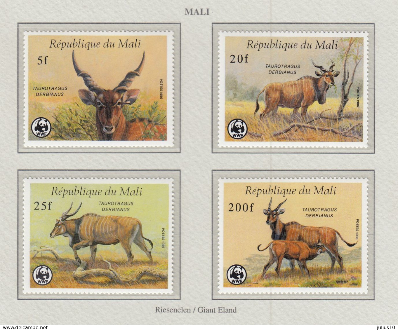 MALI 1986 WWF Animals Antilope Mi 1078-1081 MNH(**) Fauna 720 - Ungebraucht