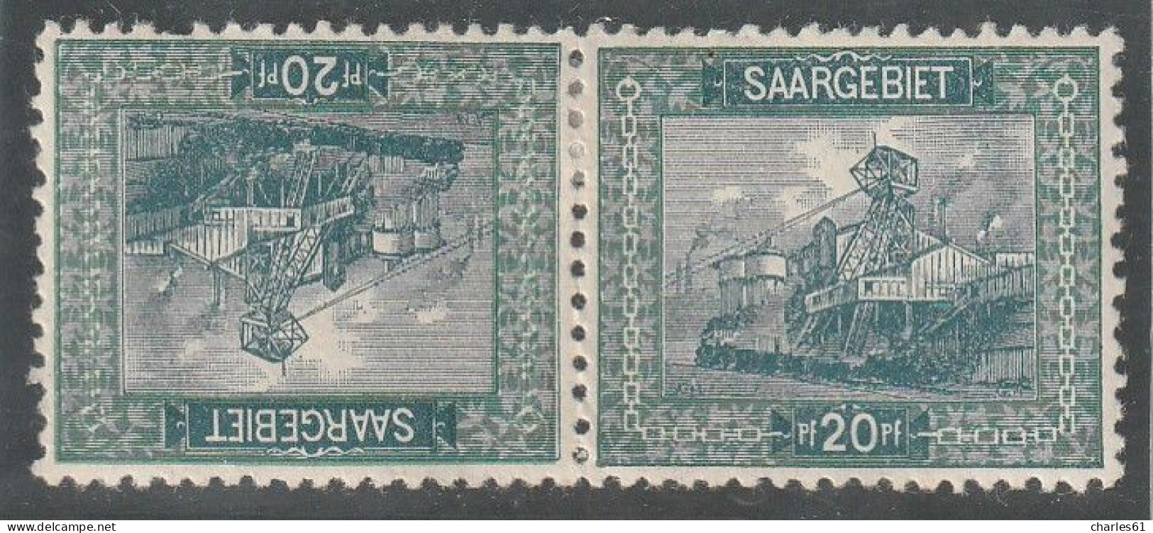 SARRE - N°55b * (1921) 20p Vert Et Vert-bleu  - Tête-bêche - - Ongebruikt