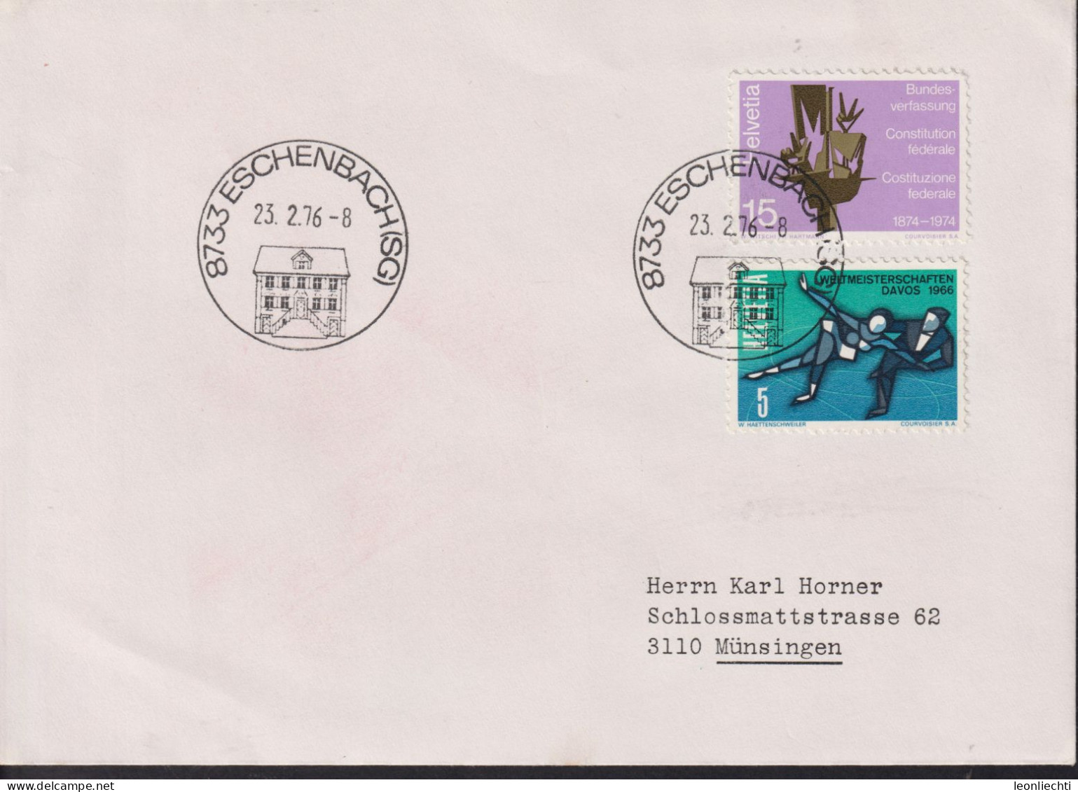 1976 Schweiz,  Brief ° 8733 ESCHENBACH, Zum:CH 585+483, Mi:CH 1039+823 - Storia Postale