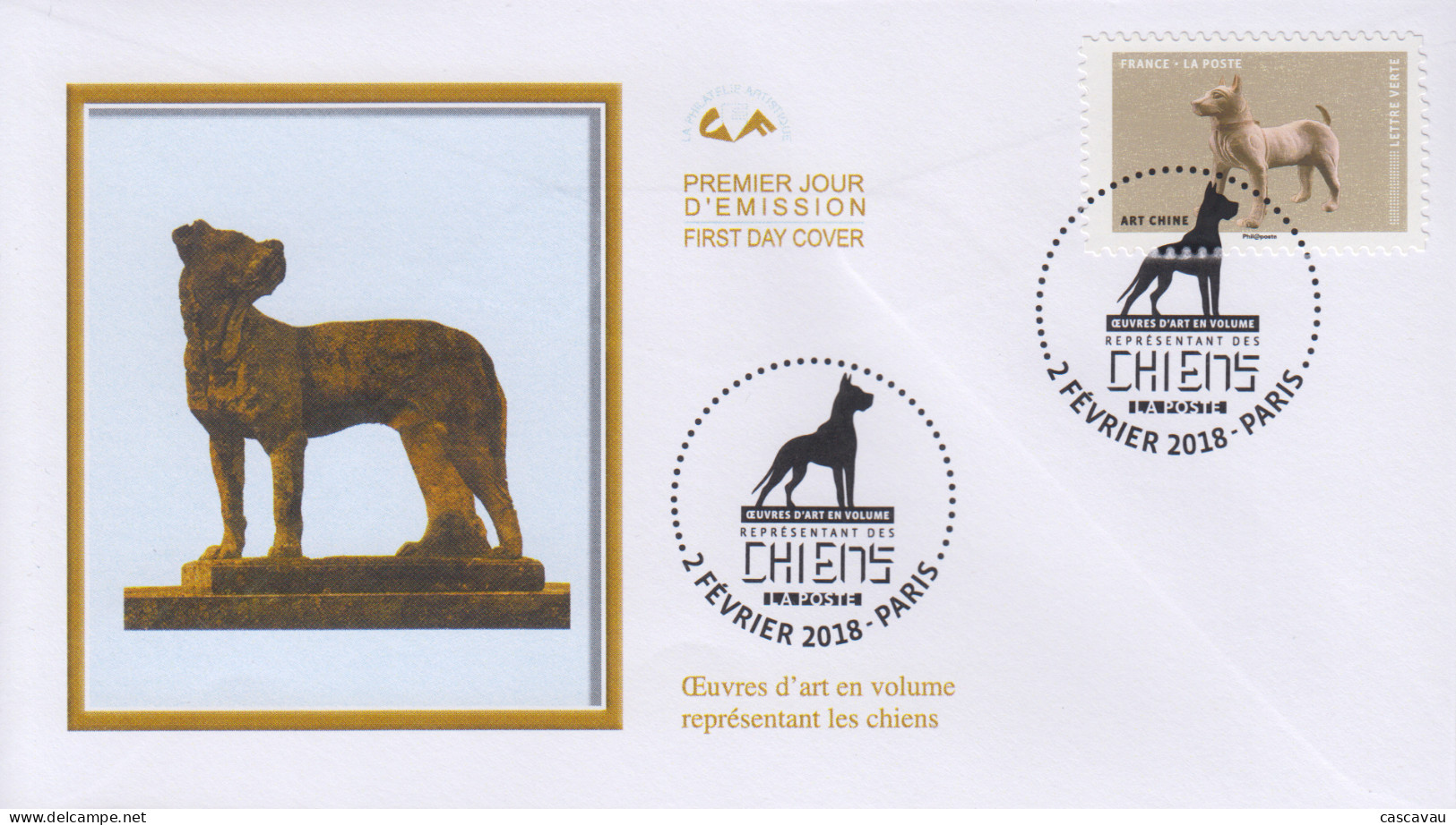 Enveloppe  FDC  1er  Jour   FRANCE    Oeuvre  D' Art  Représentant  Le  CHIEN    2018 - 2010-2019