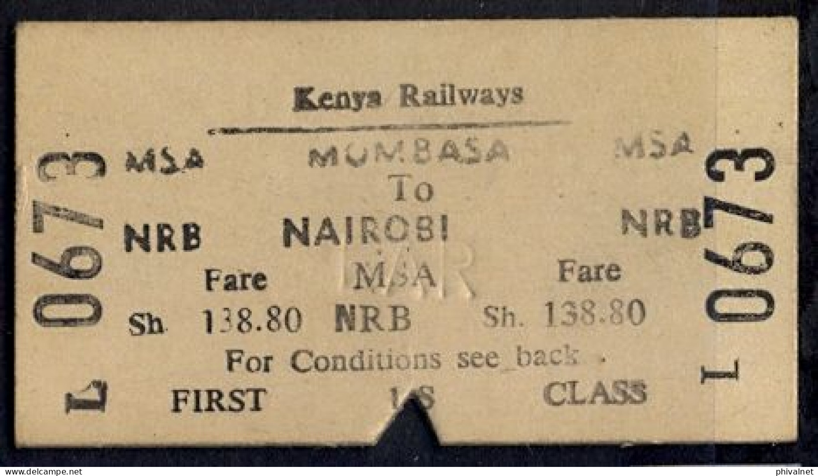 KENYA , MOMBASA - NAIROBI   , TICKET DE FERROCARRIL , TREN , TRAIN , RAILWAYS - World