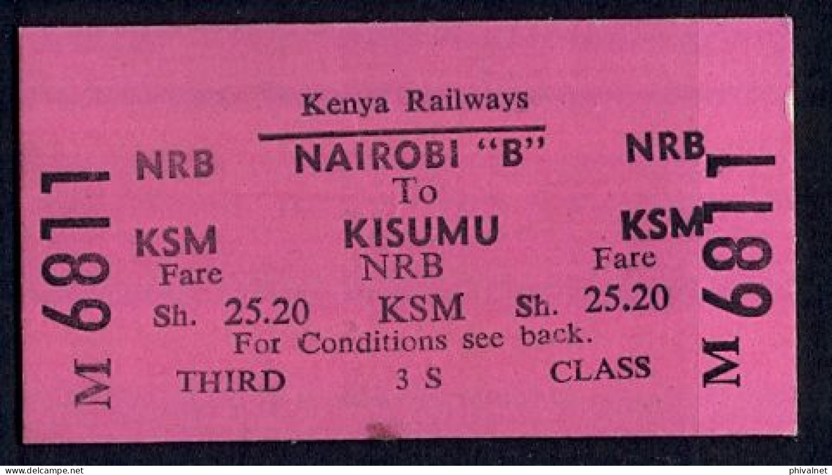 KENYA , NAIROBI - KISUMU  , TICKET DE FERROCARRIL , TREN , TRAIN , RAILWAYS - Wereld