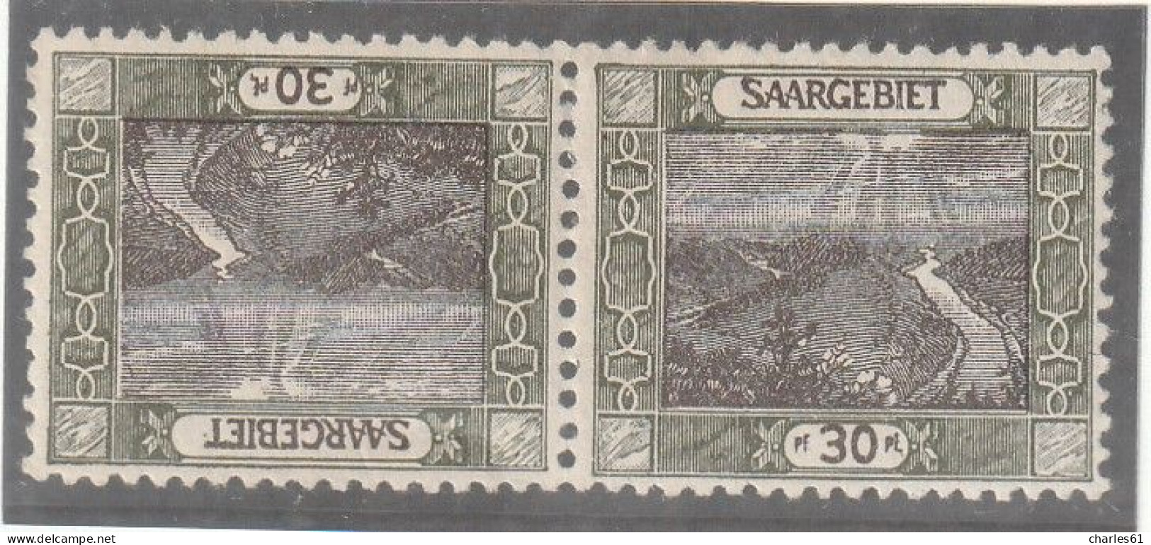 SARRE - N°57d * (1921) 30p Olive Et Brun  - Tête-bêche - - Unused Stamps