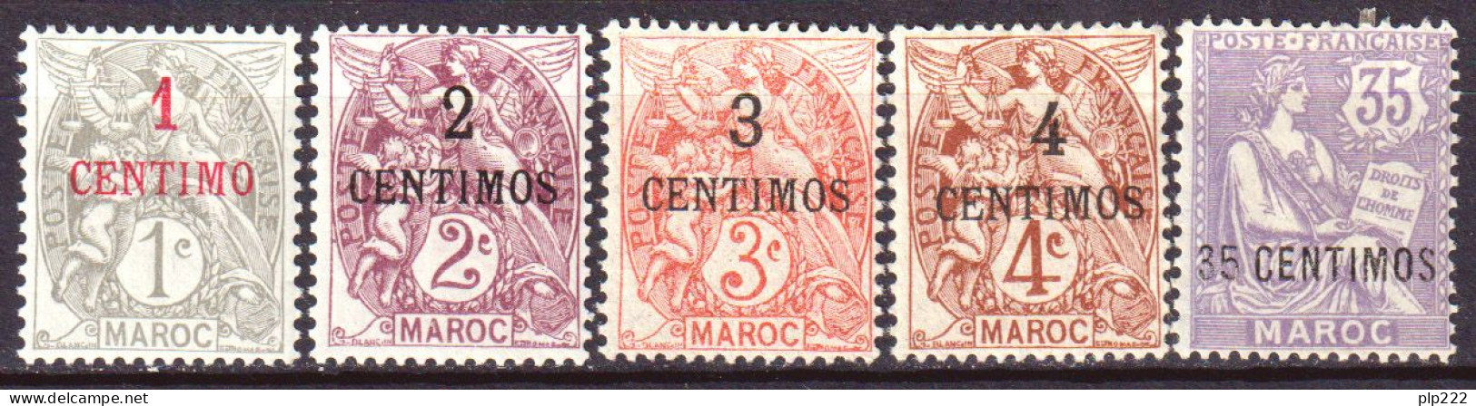 Marocco 1907 Y.T.20/24 */MH VF/F - Ongebruikt