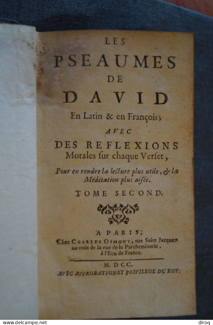 Les Psaumes De David,1700,complet En 3 Tomes,vendu En L'état,550 Pages-564 Pages Et 450 Pages,17,5 Cm./10,5 Cm. - Ante 18imo Secolo