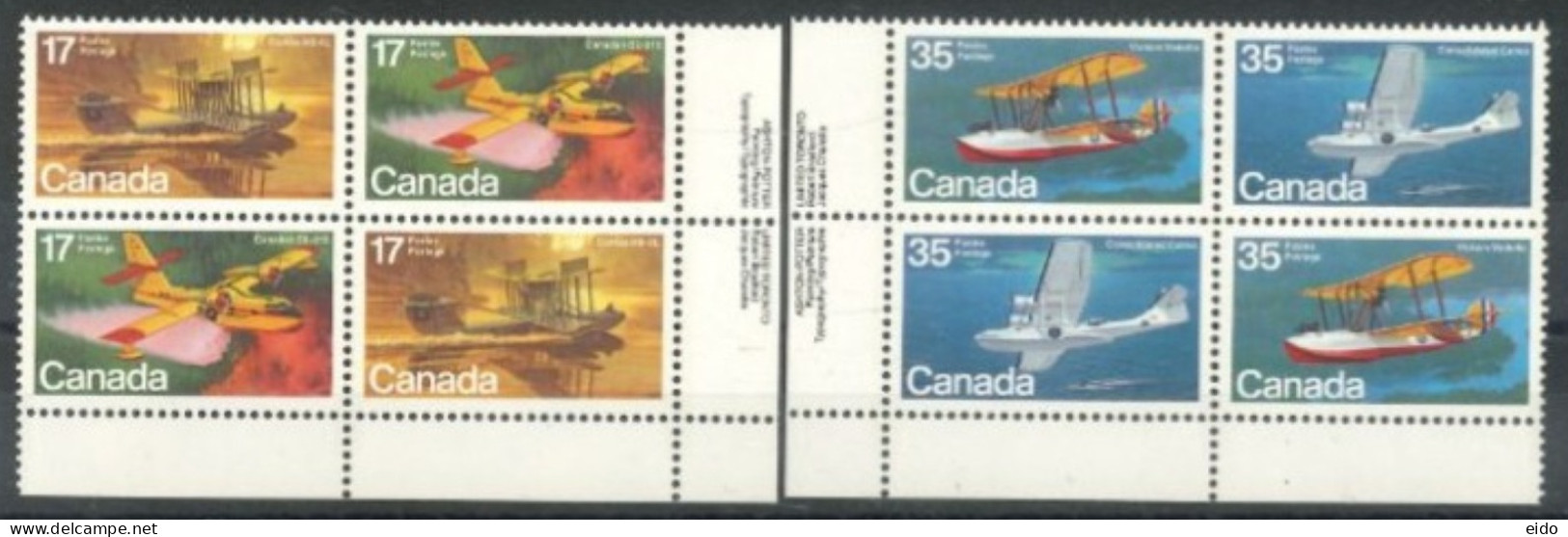 CANADA - 1979, CANADIAN AIRCRAFT (FIRST SERIES), FLYING BOATS STAMPS COMPLETE SET OF 4, 2 OF EACH, UMM (**). - Neufs