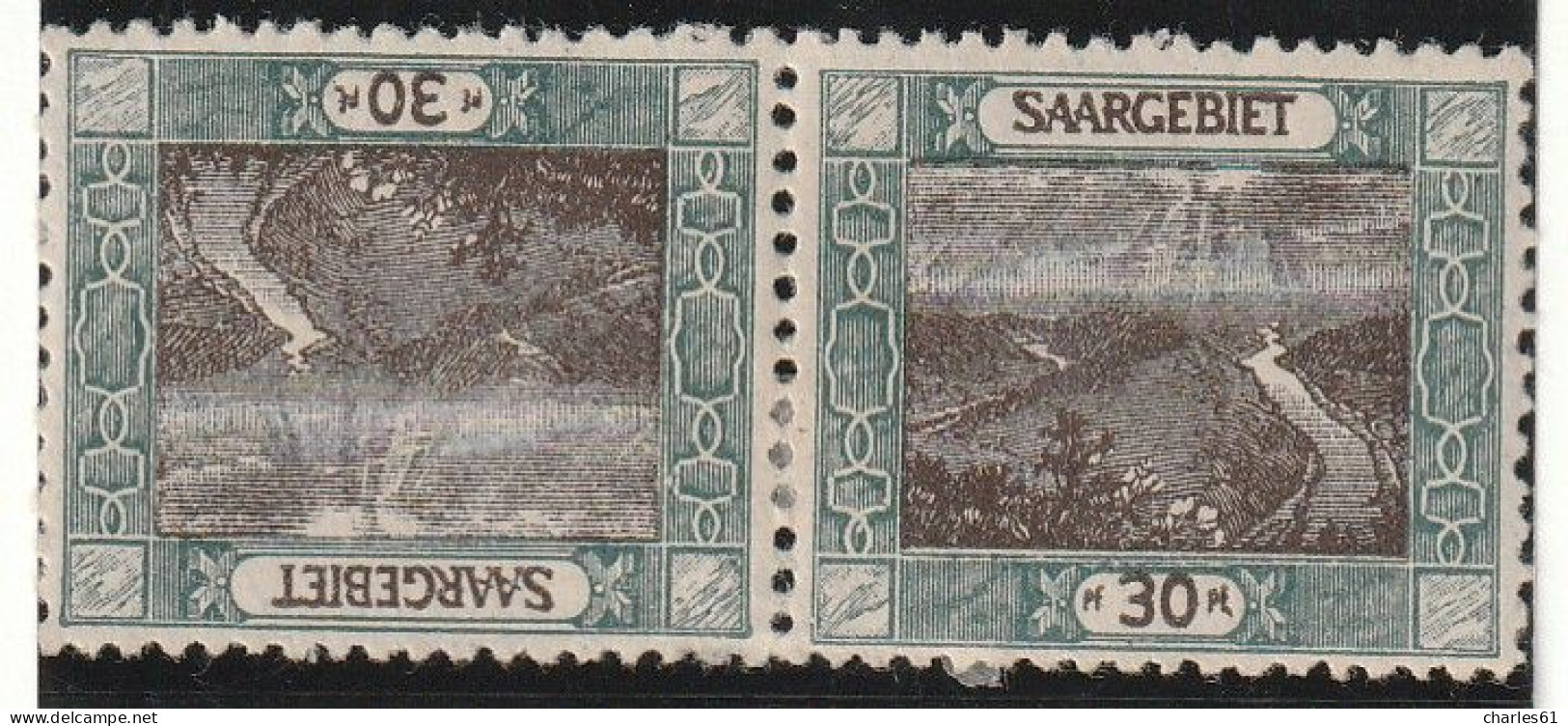 SARRE - N°57c * (1921) 30p Vert Et Brun  - Tête-bêche - - Ongebruikt