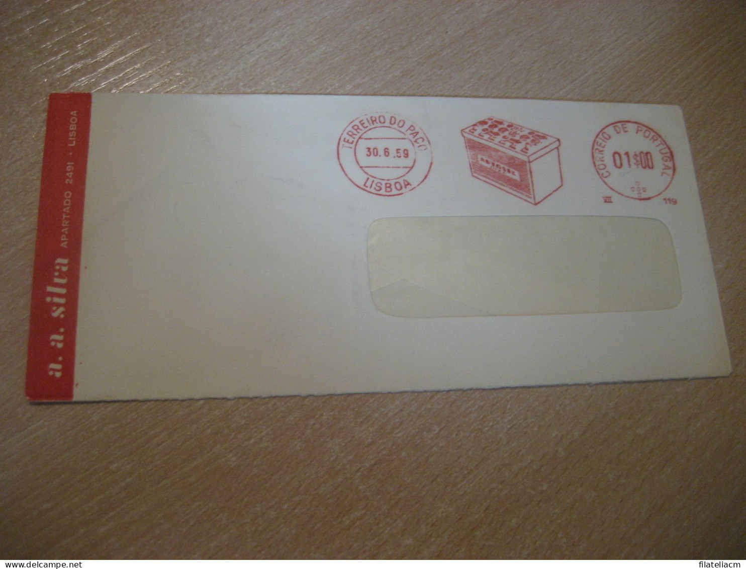 LISBOA 1959 Autosol Battery Car Meter Mail Cancel Cover PORTUGAL - Storia Postale