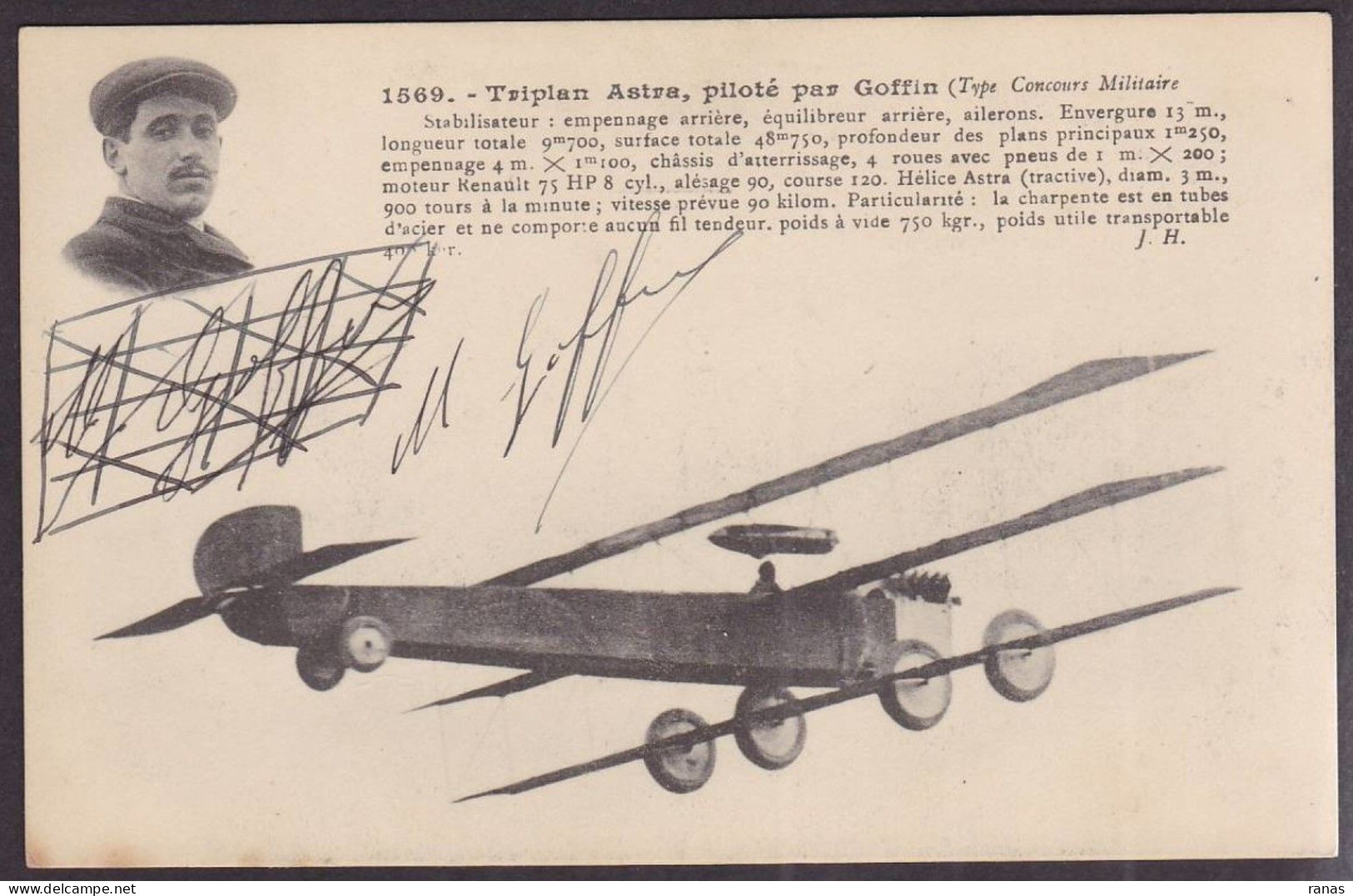 CPA Aviation Autographe Signature Aviateur Avion Non Circulé GOFFIN - Vliegeniers & Astronauten