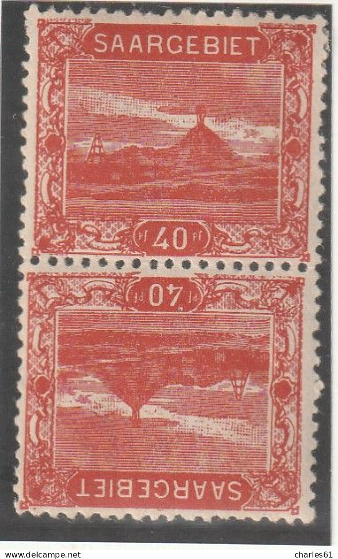 SARRE - N°58a * (1921) 40p Rouge  - Tête-bêche - - Unused Stamps
