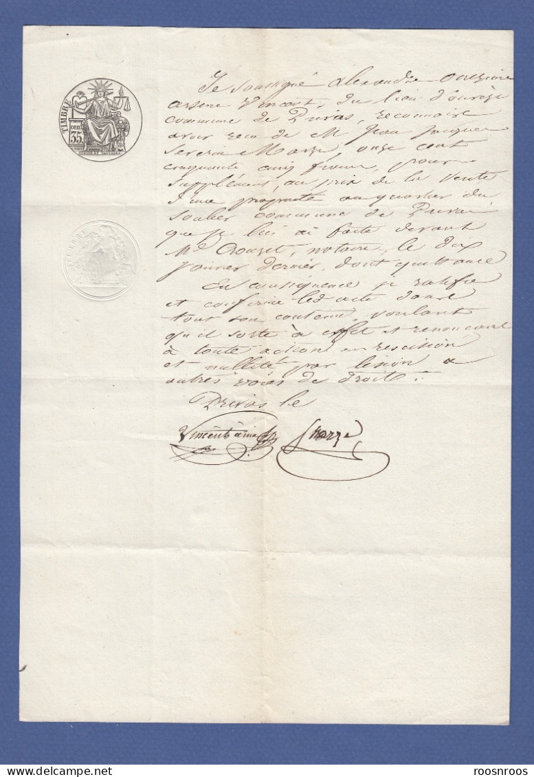 PAPIER TIMBRE  - 2EME REPUBLIQUE  - VOIR FILIGRANE PERIODE MONARCHIQUE 1847 - QUITTANCE - ARDECHE - Briefe U. Dokumente