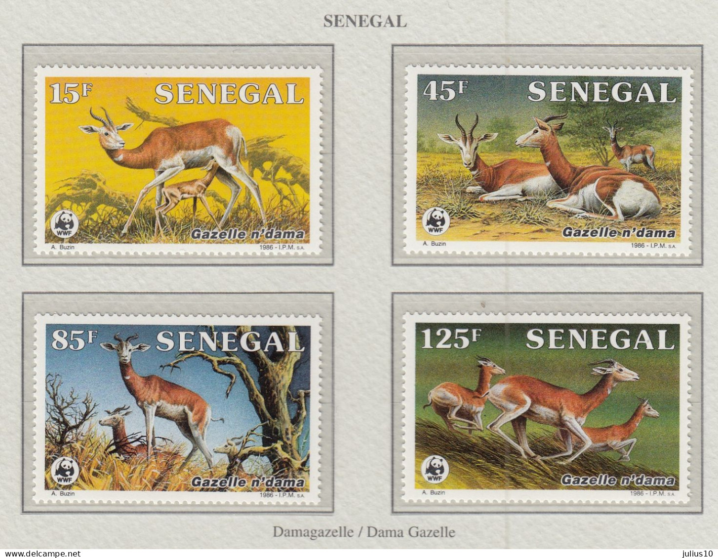 SENEGAL 1986 WWF Mammals Mi 875 - 878 MNH(**) Fauna 723 - Neufs