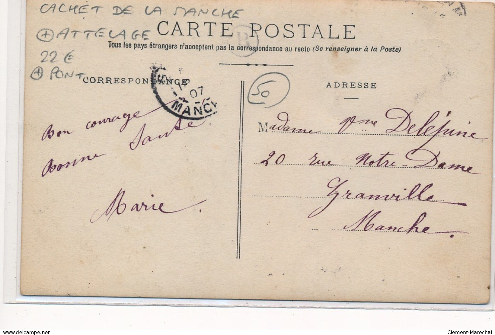 CARTE PHOTO A LOCALISER : Cachet De La Manche, Attelage, Pont - Etat - Foto