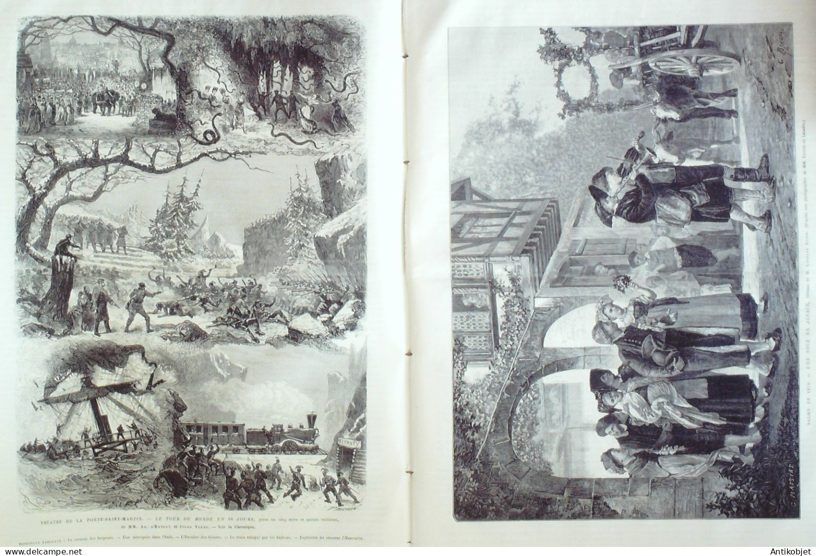 L'Univers illustré 1874 n°1025 Pakistan Lahore Alsace Noce Espagne Puycerda Turenne Chasse Loutre