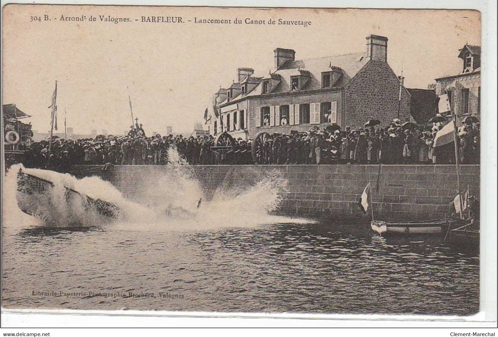 BARFLEUR : Arrondissement De Valognes - Lancement Du Canot De Sauvetage - Très Bon état - Barfleur