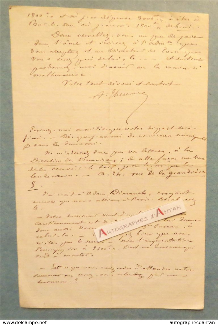 ● L.A.S 1860 André THEURIET Poète TOURS à Camille Fistié Pressigny Neuillé Château Lavallière Lettre Né Marly Le Roi - Writers