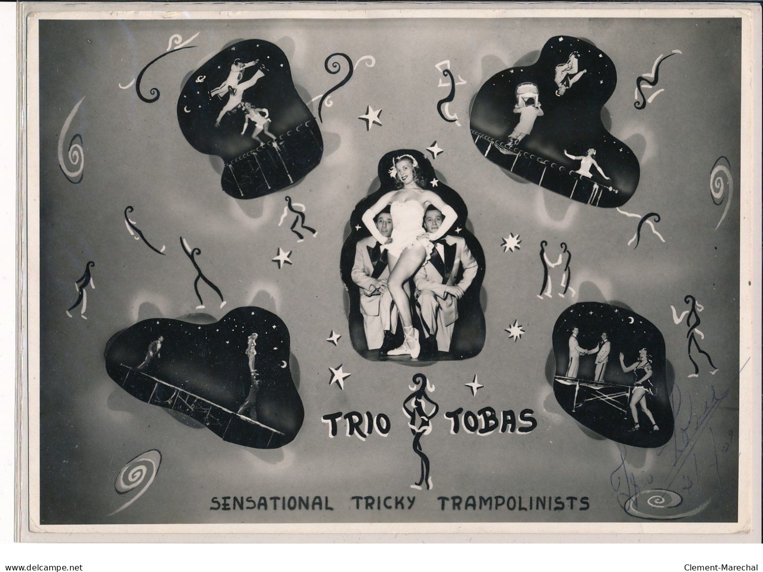 Autographe (17,5x24,5cm) Du Trio Tobas, Trampolinistes - Très Bon état - Other & Unclassified