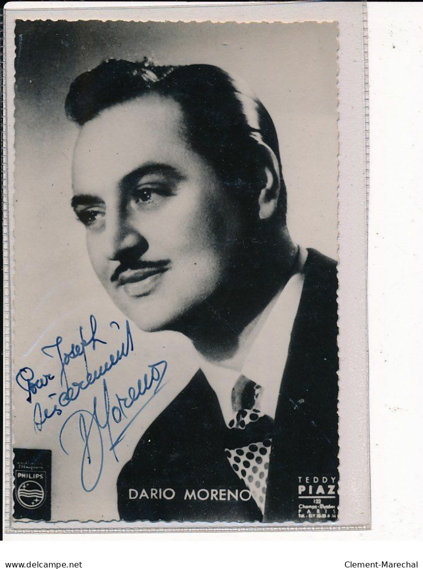 Autographe De Dario Moreno, Chanteur - Très Bon état - Sonstige & Ohne Zuordnung