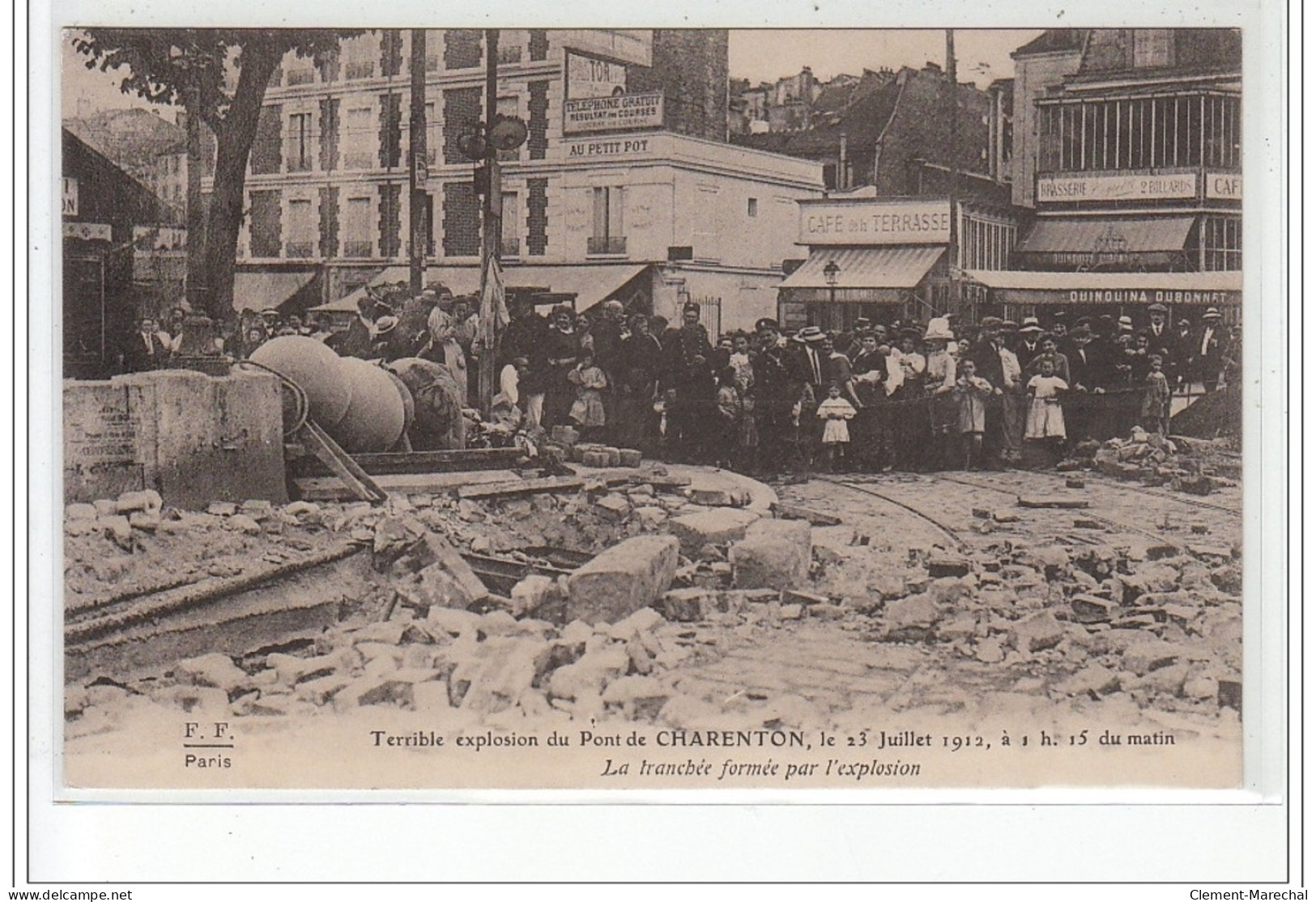 Terrible Explosion Du Pont De CHARENTON Le 23 Juillet 1912 - La Tranchée Formée Par L'explosion - Très Bon état - Charenton Le Pont