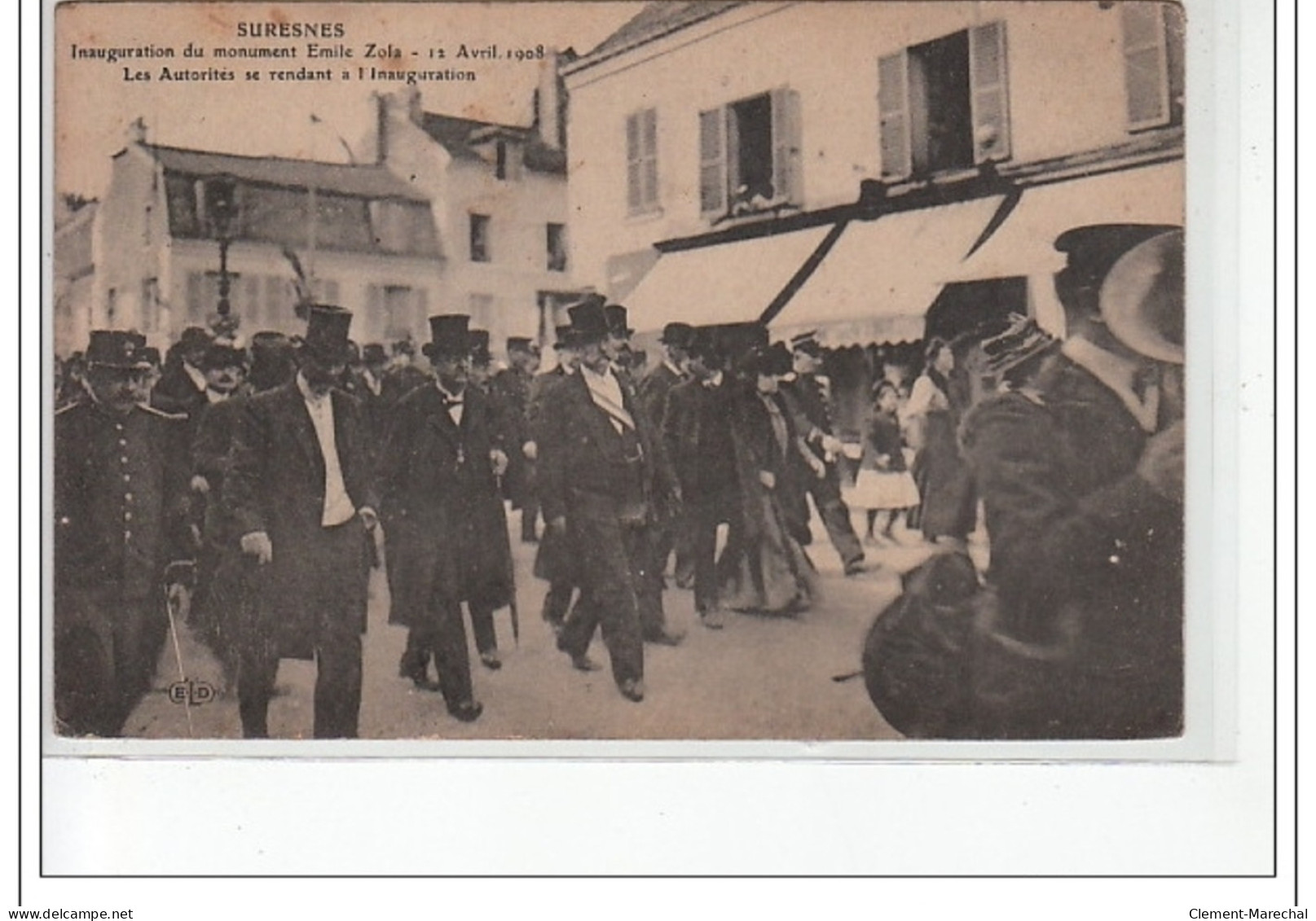 SURESNES - Inauguration Du Monument Emile Zola - 12 Avril 1908 -les Autorités Se Rendant à L'inauguration -très Bon état - Suresnes